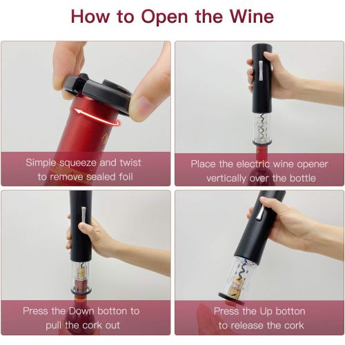  [아마존베스트]Electric Wine Opener, Wine Openers contains Foil Cutter Wine Aerator Pourer 2 Vacuum Wine Stoppers, foneta Wine Bottle Opener for Party, Dating & Wine Lover (5 PCS Gift Set)