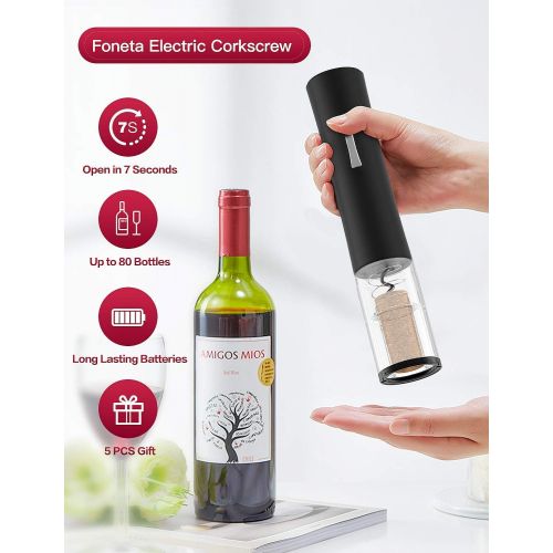  [아마존베스트]Electric Wine Opener, Wine Openers contains Foil Cutter Wine Aerator Pourer 2 Vacuum Wine Stoppers, foneta Wine Bottle Opener for Party, Dating & Wine Lover (5 PCS Gift Set)