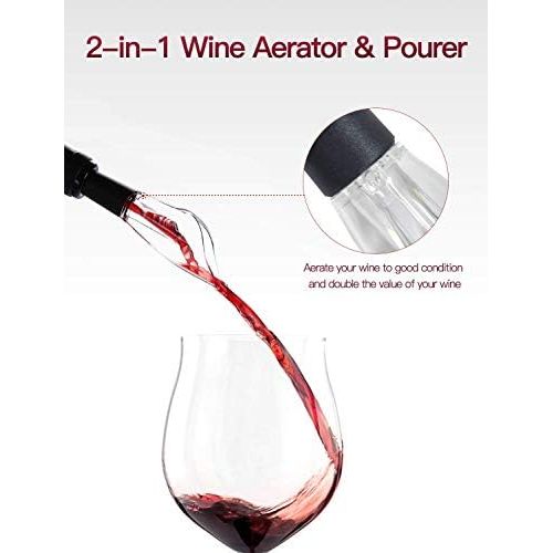  [아마존베스트]Electric Wine Opener, Automatic Wine Opener contains Foil Cutter Wine Aerator Pourer 2 Vacuum Wine Stoppers, foneta Wine Bottle Opener for Party, Dating & Wine Lover (5 PCS Gift Se