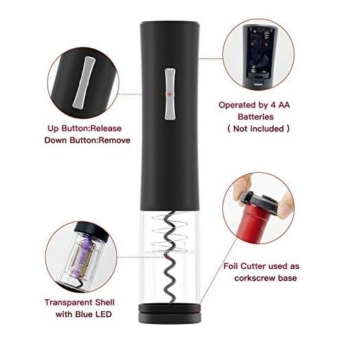  [아마존베스트]Electric Wine Opener, Automatic Wine Opener contains Foil Cutter Wine Aerator Pourer 2 Vacuum Wine Stoppers, foneta Wine Bottle Opener for Party, Dating & Wine Lover (5 PCS Gift Se