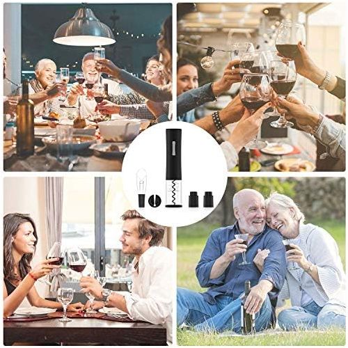  [아마존베스트]Electric Wine Opener, Automatic Wine Opener contains Foil Cutter Wine Aerator Pourer 2 Vacuum Wine Stoppers, foneta Wine Bottle Opener for Party, Dating & Wine Lover (5 PCS Gift Se