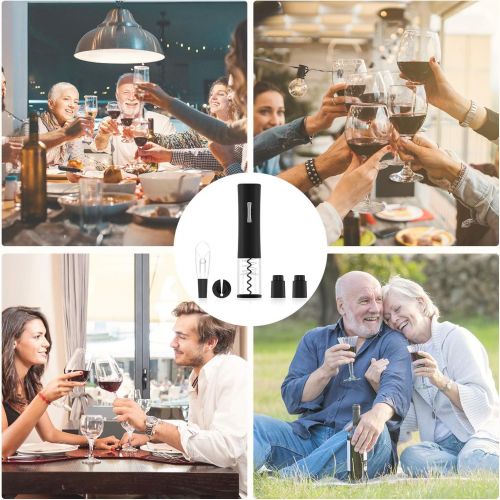  [아마존베스트]Electric Wine Opener, Automatic Wine Opener contains Foil Cutter Wine Aerator Pourer 2 Vacuum Wine Stoppers, foneta Wine Bottle Opener for Party, Dating & Wine Lover (5 PCS Gift Se