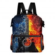 Fonmifer Water And Fire Guitar Casual Backpack Lightweight Travel Daypack Bag Multi-Pocket Student School Bag