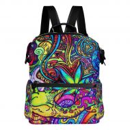 Fonmifer Colorful Weed Marijuana Casual Backpack Lightweight Travel Daypack Bag Multi-Pocket Student School Bag
