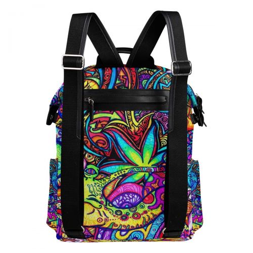  Fonmifer Colorful Weed Marijuana Casual Backpack Lightweight Travel Daypack Bag Multi-Pocket Student School Bag