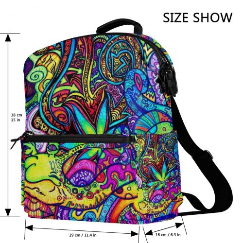  Fonmifer Colorful Weed Marijuana Casual Backpack Lightweight Travel Daypack Bag Multi-Pocket Student School Bag