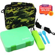 FoodHom Lunch Bento Box for Kids - Food Prep & Storage Containers, Leak-Proof Lids Keep Meal Fresh | Reusable, Non-Disposable, Freezer-Safe & Microwaveable Meal Tray with Bonus Carry Bag &