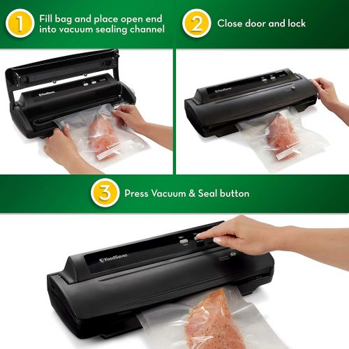  FoodSaver V2244 Vacuum Sealer Machine for Food Preservation with Bags and Rolls Starter Kit | #1 Vacuum Sealer System | Compact & Easy Clean | UL Safety Certified | Black