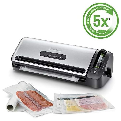  FoodSaver FFS017X Folienschweissgerat/Mariniermodus/inklusive Vakuumbeutel Starterpaket/edelstahl + Vakuum-Rollen 2 Stueck 28x550 cm/Folienrollen fuer Lebensmittel/Vakuumierer/Sous-Vi