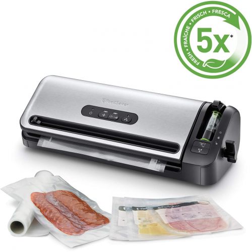  FoodSaver FFS017X Folienschweissgerat/Mariniermodus/inklusive Vakuumbeutel Starterpaket/edelstahl + Vakuum-Rollen 2 Stueck 28x550 cm/Folienrollen fuer Lebensmittel/Vakuumierer/Sous-Vi