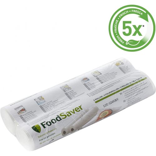  FoodSaver FFS017X Folienschweissgerat/Mariniermodus/inklusive Vakuumbeutel Starterpaket/edelstahl + Vakuum-Rollen 2 Stueck 28x550 cm/Folienrollen fuer Lebensmittel/Vakuumierer/Sous-Vi