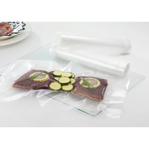  FoodSaver FFS017X Folienschweissgerat/Mariniermodus/inklusive Vakuumbeutel Starterpaket/edelstahl + Vakuum-Rollen 2 Stueck 28x550 cm/Folienrollen fuer Lebensmittel/Vakuumierer/Sous-Vi