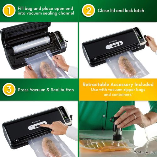  FoodSaver FM3920 2-in-1 Vacuum Sealer System with Quick Marinate Mode and Starter Kit | Safety Certified | Silver