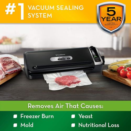  FoodSaver FM3920 2-in-1 Vacuum Sealer System with Quick Marinate Mode and Starter Kit | Safety Certified | Silver