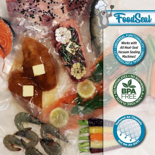  FoodSeal 100 Gallon Size Precut Vacuum Sealer Bags | 11 x 16 | 2 Boxes of 50 |Easy-Grab Dispenser Box | Heavy Duty | Food Saver Compatible | Great for fridge, freezer, sous vide, a