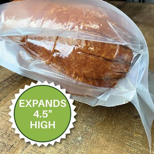  FoodVacBags Expandable Vacuum Sealer Bags 11-inches by 50-feet Heat Seal Rolls 4 mil Commercial Grade for Large Roasts, Casseroles, Game Compatible with Foodsaver (1 Roll)
