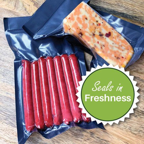  FoodVacBags 11X50 Black & Clear Vacuum Sealer Bag Roll, Foodsaver Compatible, Heavy-Duty, Commercial Grade, Odor Resistant, Sous Vide, Light Protection