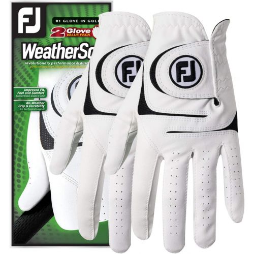  FootJoy Mens WeatherSof Golf Gloves, Pack of 2 (White)
