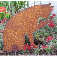 FoothillMetalArt Metal Cat LickingCat SilhouetteMetal ArtGarden DecorRusty Yard ArtHand Cut Plasma Metal Garden Art