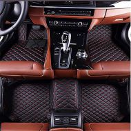 Footpadus Leather Car Floor Mats for Chevrolet Camaro 2013-2017 Waterproof Carpets Liner(Black with red Stitching)