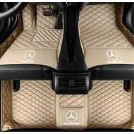 Footpadus Custom Fit XPE Leather 3D Full Surrounded Waterproof Car Floor Mats for Mercedes-Benz C200 C250 C280 C300 C350 C43 C63 car Floor mat with Logo (Beige, Benz C Class 4 Door 2001-2008