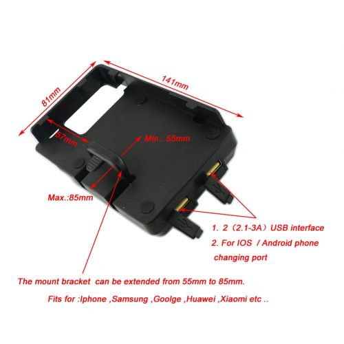  For BMW R1200GS Mobile Phone Navigation Bracket ADV F700 800GS CRF1000L USB phone charging For Motorcycle USB Charging 12MM Mount