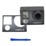 for GoPro Hero 4 Front Cover Frame Shell (Aluminum) Housing Panel Faceplate Replacement Repair Parts (Black)