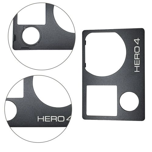  for GoPro Hero 4 Front Cover Frame Shell (Aluminum) Housing Panel Faceplate Replacement Repair Parts (Black)