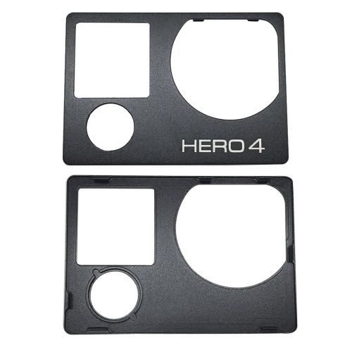  for GoPro Hero 4 Front Cover Frame Shell (Aluminum) Housing Panel Faceplate Replacement Repair Parts (Black)