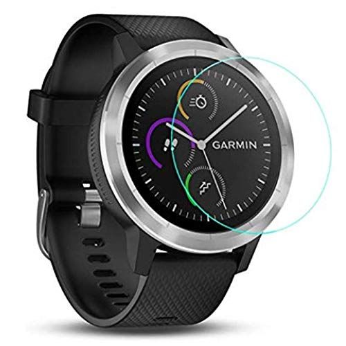  Screen Protector for Garmin Vivoactive 3, 2 Pack Tempered Glass Screen Protector for Garmin Vivoactive 3 Ultra Clear Scratch Resistant Anti-Bubble