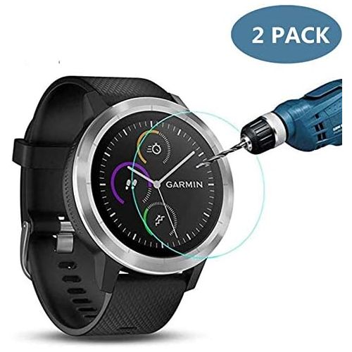  Screen Protector for Garmin Vivoactive 3, 2 Pack Tempered Glass Screen Protector for Garmin Vivoactive 3 Ultra Clear Scratch Resistant Anti-Bubble