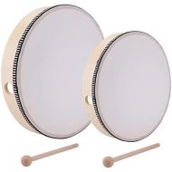 [아마존베스트]Foraineam 10 Inch & 8 Inch Hand Drum Kids Percussion Wood Frame Drum with Drum Stick