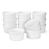 Foraineam Set of 12 Pcs 6 oz Porcelain Souffle Dishes, White Ramekins Bakeware Set Dessert Custard Baking Cups for Baking, Cooking, Serving and More: Kitchen & Dining