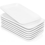 [아마존베스트]Foraineam Set of 8 Pieces 8 Inch Rectangular Porcelain Platters Dessert, Appetizer, Salad Plates White Serving Trays