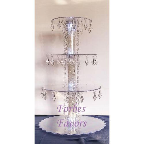  Forbes Favors 4 Tier Acrylic Crystal Prism Cupcake Stand Cake Stand 6, 8, 10 & 12 Round