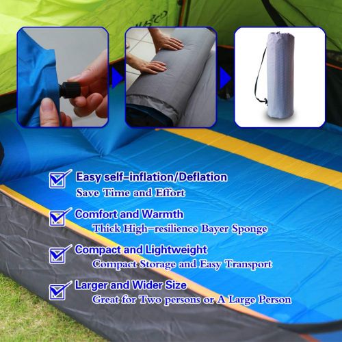 Forbidden KAYOTA Lightweight Double Self Inflating Sleeping Pad with Pillow, Portable Moisture-Proof Comfortable Camping Mat for Hiking, Fishing, Backpacking and Outdoor Adventures …