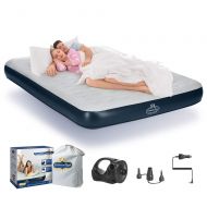 Forbidden Road Air Mattress Inflatable Airbed Queen/Twin Size, Portable Full Mattress with External Electric Pump, Durable Firm Blow Up Raised Bed with Storage Bag Easy Setup for H