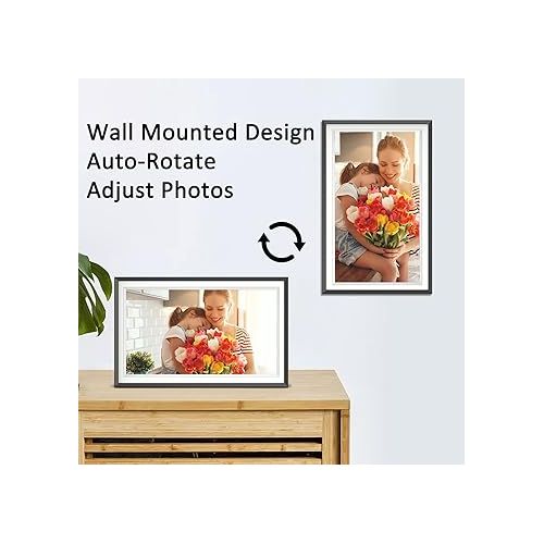  Forc Digital Picture Frame 15.6 Inch Digital Photo Frame, 1920x1080 IPS FHD Touch Screen, Built-in 32GB Storage, Auto Rotate Electronic Picture Frame Share Photos and Videos from Free APP