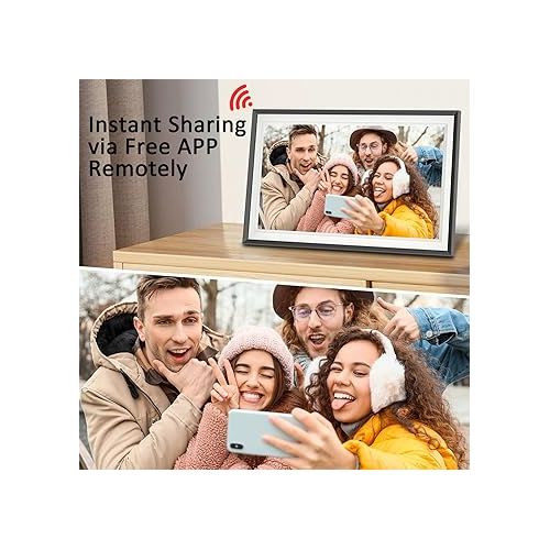  Forc Digital Picture Frame 15.6 Inch Digital Photo Frame, 1920x1080 IPS FHD Touch Screen, Built-in 32GB Storage, Auto Rotate Electronic Picture Frame Share Photos and Videos from Free APP