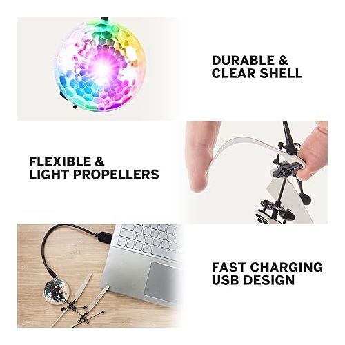  Force1 1 Pack Orbiter Flying Orb Ball Hand Operated Spinner Drones for Kids- Flying Ball Mini Hand Drone Toy with Remote, LED Hand Controlled Hover Orb Toy Indoor Fidget Ball Drone Floating UFO Drone