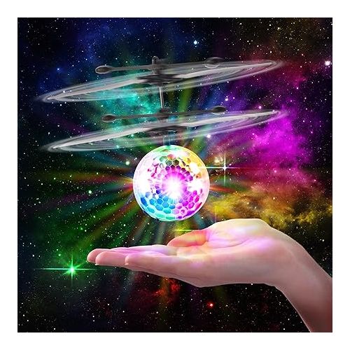  Force1 1 Pack Orbiter Flying Orb Ball Hand Operated Spinner Drones for Kids- Flying Ball Mini Hand Drone Toy with Remote, LED Hand Controlled Hover Orb Toy Indoor Fidget Ball Drone Floating UFO Drone