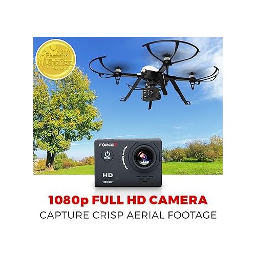  Force1 F100GP Drone with Camera for Adults or Teens- GoPro Compatible RC Drone with 1080p HD Video Camera Long Range Brushless Quadcopter with Remote Control, 2 Drone Batteries, 3 Drone Shells