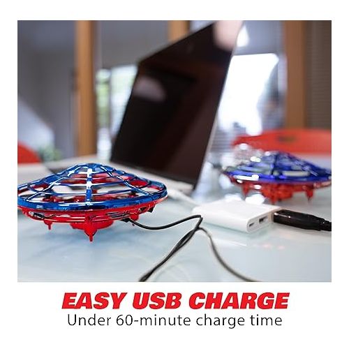  Force1 Scoot Combo Hand Operated Drone for Kids or Adults - Hands Free Motion Sensor Mini Drone, Easy Indoor Rechargeable UFO Flying Ball Drone Toy for Boys and Girls (Red/Blue)