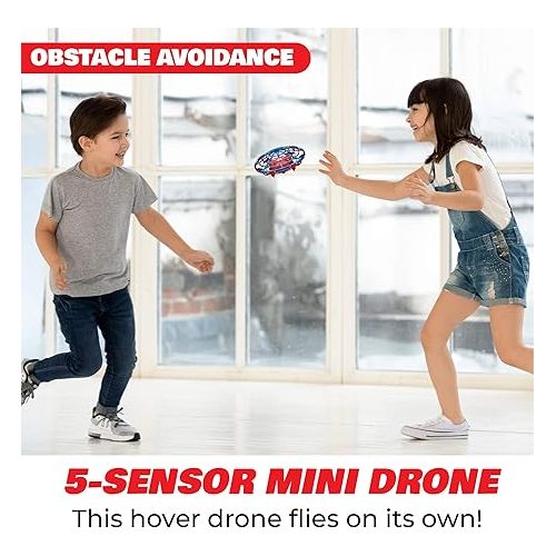  Force1 Scoot Combo Hand Operated Drone for Kids or Adults - Hands Free Motion Sensor Mini Drone, Easy Indoor Rechargeable UFO Flying Ball Drone Toy for Boys and Girls (Red/Blue)
