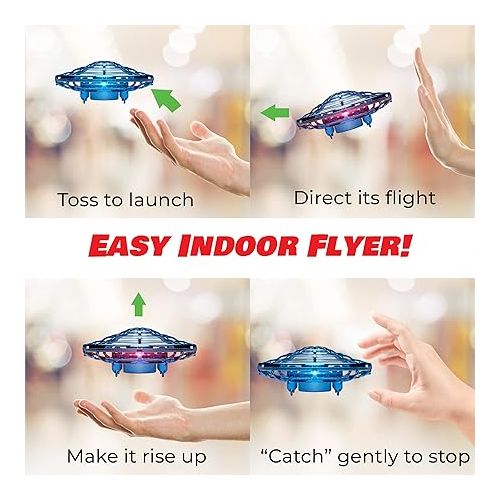  Force1 Scoot Hand Operated Drone for Kids or Adults - Hands Free Motion Sensor Mini Drone, Indoor Small UFO Toy Flying Ball Drone (Blue)