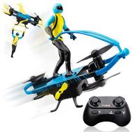 [아마존 핫딜] Force1 Stunt RC Mini Drone for Kids  Remote Control Flying Toys for Kids with Paraglider and Hover Modes, Action Figure