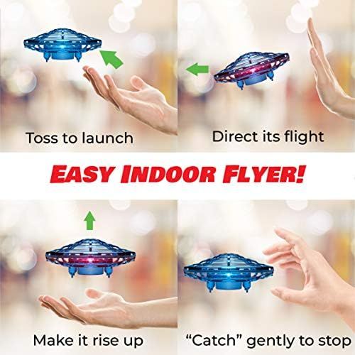  [아마존베스트]Hand Operated Drones for Kids or Adults - Scoot Hands Free Mini Drone Helicopter, Easy Indoor Small Orb Flying Ball Drone Toys for Boys or Girls (Blue)