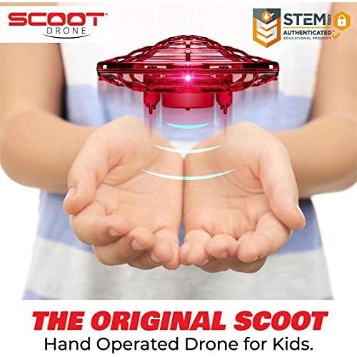  [아마존베스트]Hand Operated Drones for Kids or Adults - Scoot Hands Free Mini Drone Helicopter, Easy Indoor Small Orb Flying Ball Drone Toys for Boys or Girls (Red)