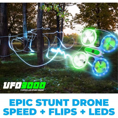  Force1 UFO 3000 LED Mini Drones for Kids - Small RC Drones for Beginners, Mini Quadcopter w/ 2 Drone Batteries and Remote Control