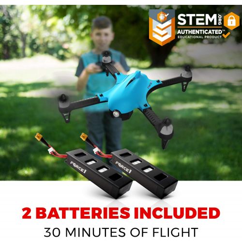  Force1 F100GP Drone with Camera for Adults - GoPro Compatible RC Drone with 1080p HD Video Drone Camera Long Range Brushless Quadcopter with Remote Control, 2 Drone Batteries, 3 Dr